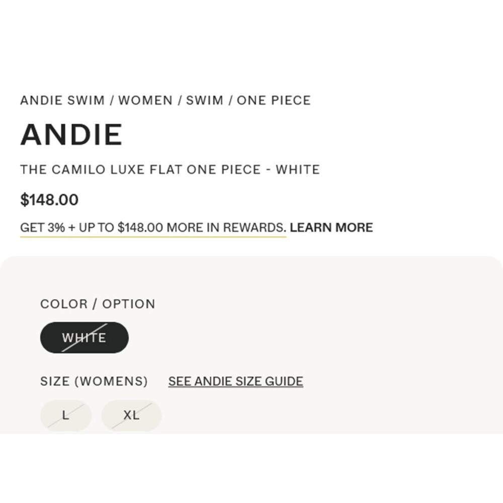 Andie Swim The Camilo Luxe Flat One Piece - White Size L - Picture 5 of 5